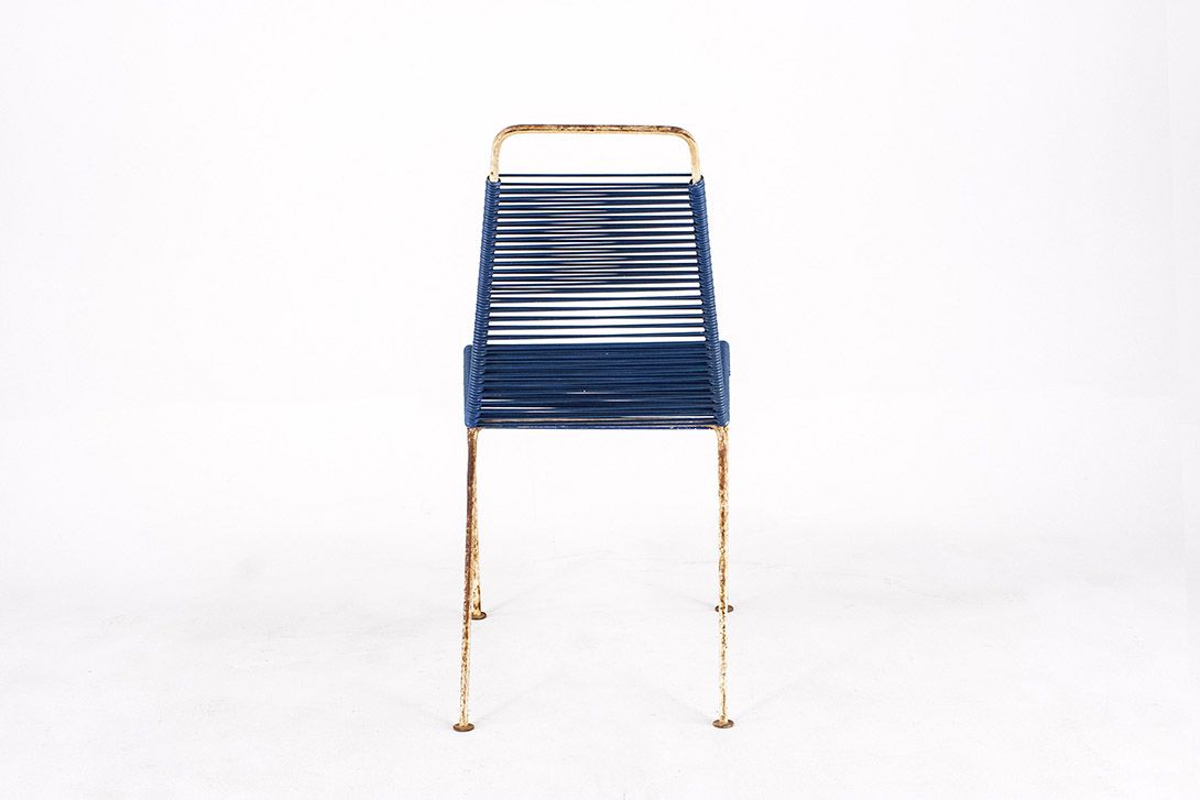 Foto Blue Rubber Cord Garden Chair GDR 1964