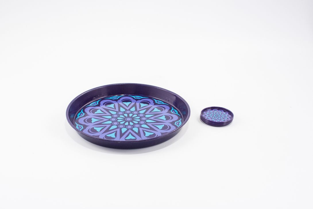 Foto Coaster with Blue Pattern