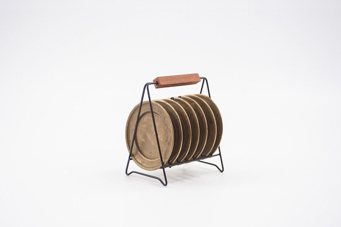 Foto 7 Brass Coasters on Stand Italy 1956