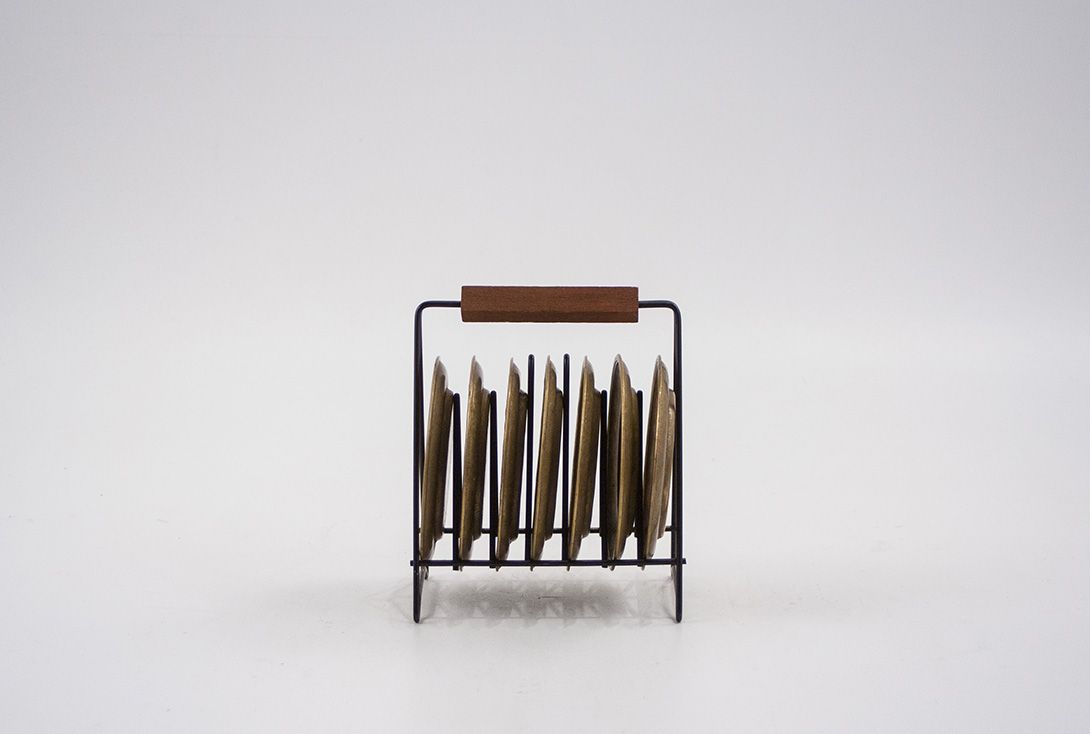 Foto 7 Brass Coasters on Stand Italy 1956