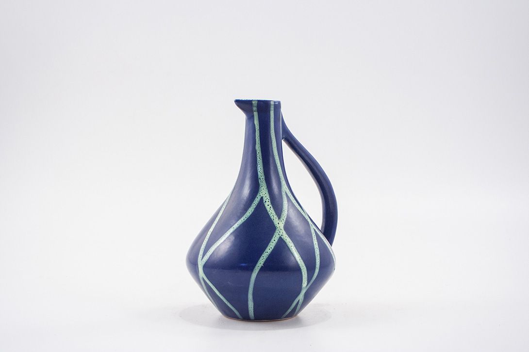 Foto Blue Ceramic Carafe Karlsruhe 1954 h23