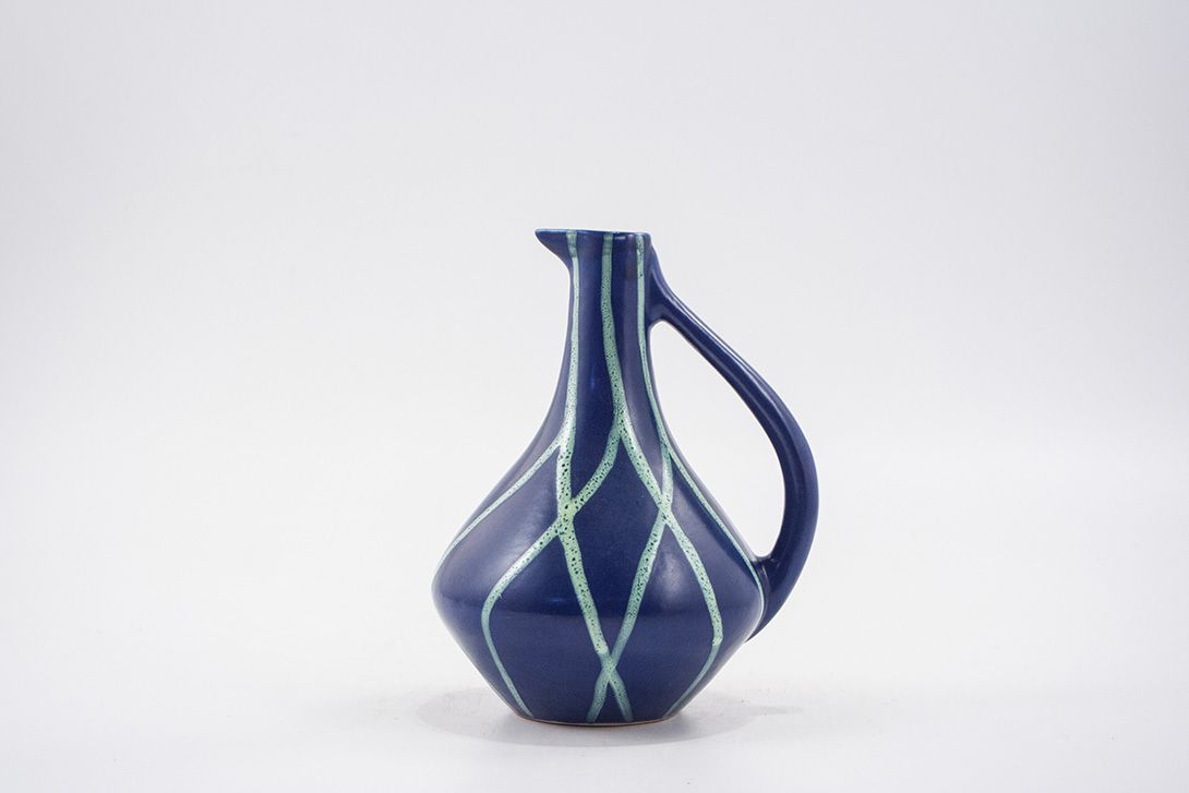 Foto Blue Ceramic Carafe Karlsruhe 1954 h23