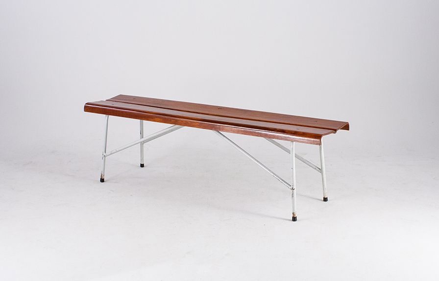 Foto Lovely Plywood Bench with Metal Frame GDR 1960