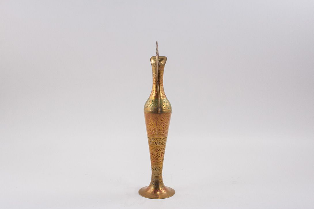 Foto Oriental Brass Jug with Colorful Decor Morocco 1960 h40
