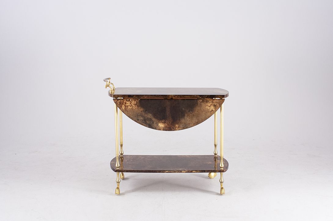 Foto Dark Goat Skin Serving Cart 1963 ​h74x80x80