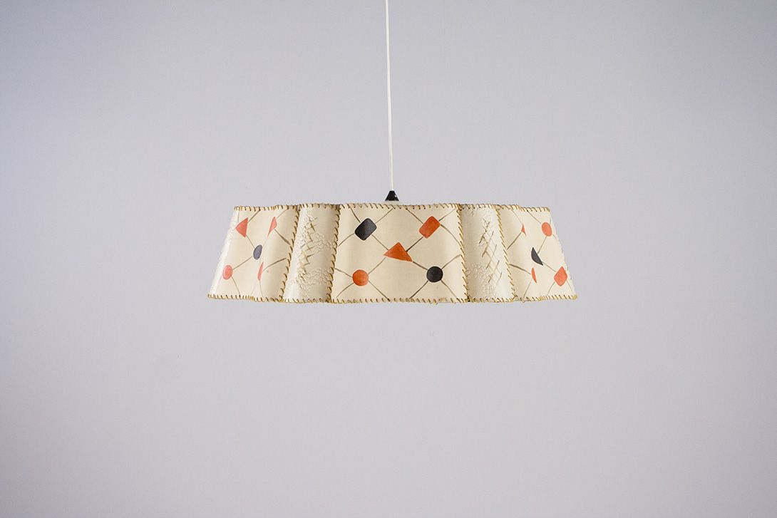 Foto Leather Pendant Lamp with Midcentury Pattern ø74