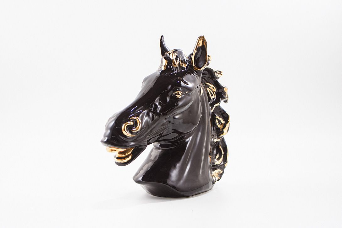 Foto Black Porcelain Horse Head h37x45x20