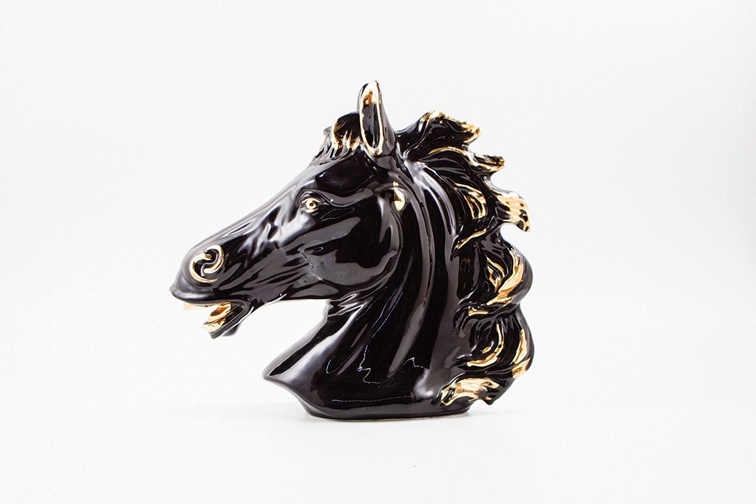 Foto Black Porcelain Horse Head h37x45x20