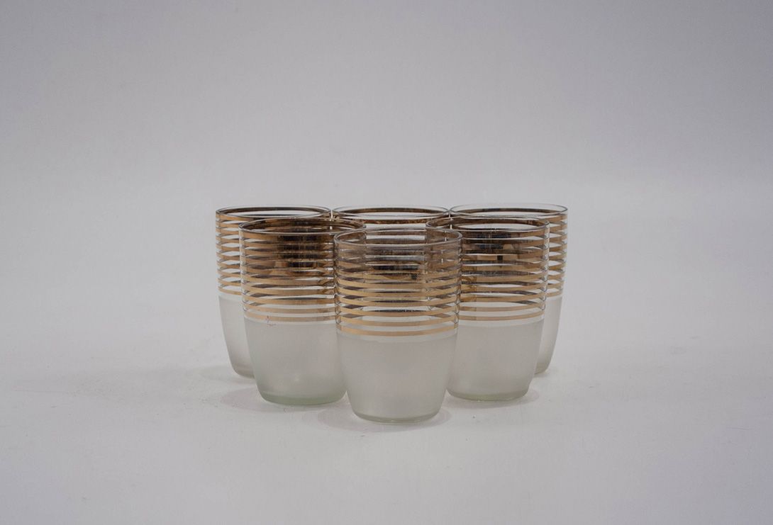 Foto Drinking Glass with Golden Stripes Frankfurt 1955 3 Pcs.