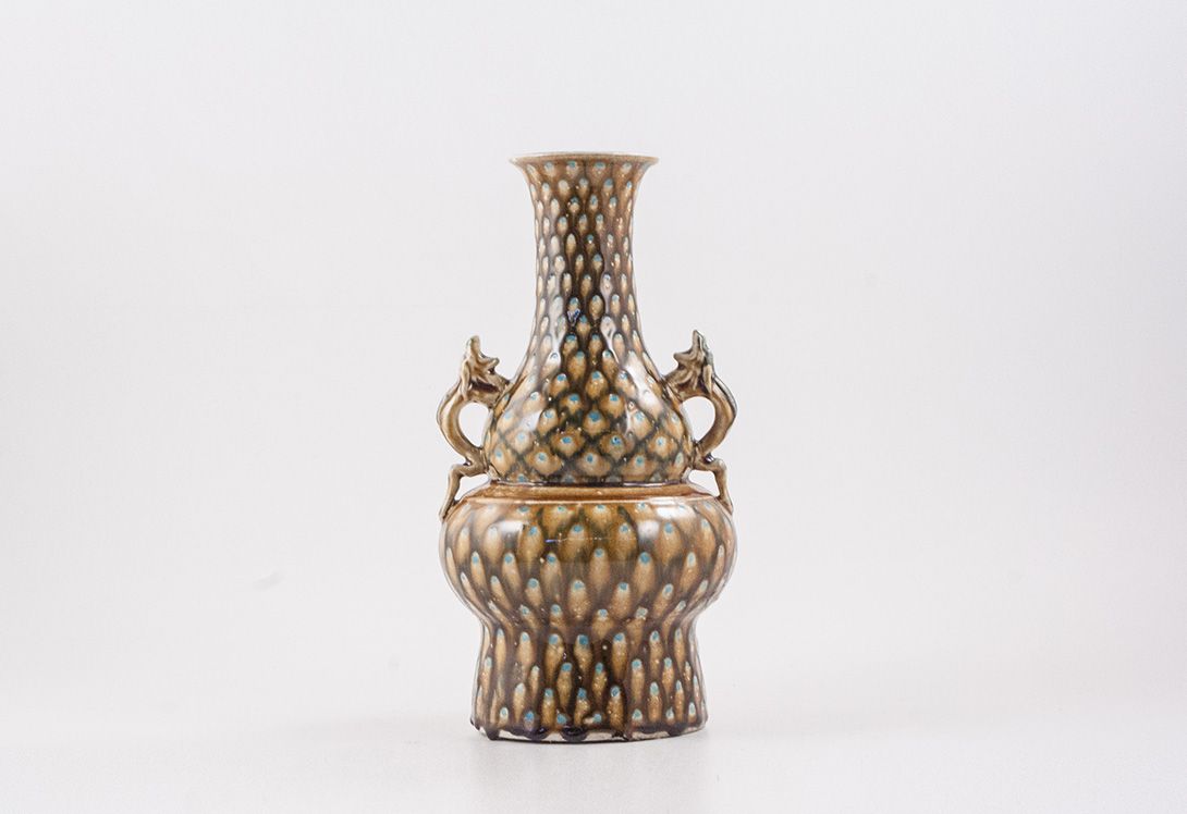 Foto Table Vase with Brown Blue Pattern ​h35 D5