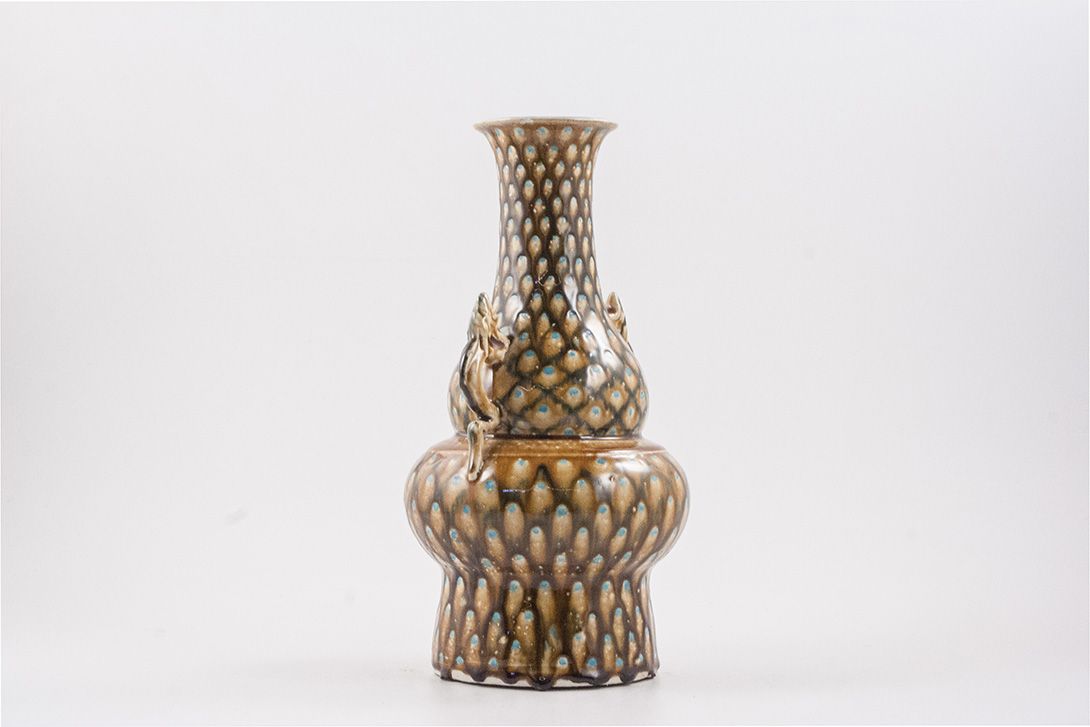Foto Table Vase with Brown Blue Pattern ​h35 D5