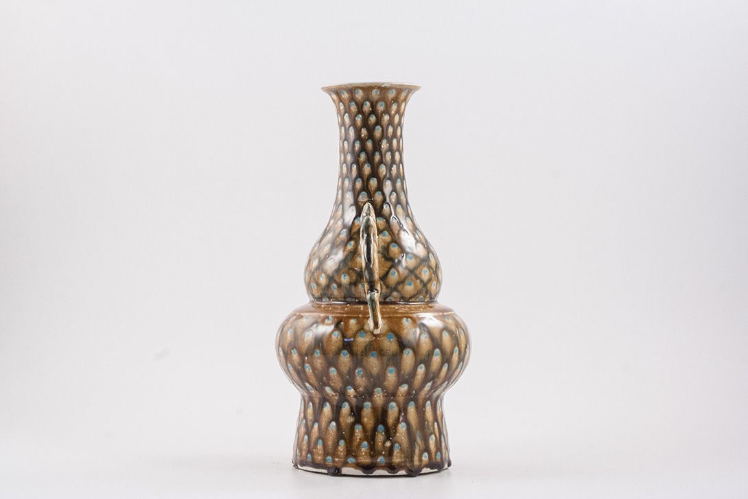 Foto Table Vase with Brown Blue Pattern ​h35 D5