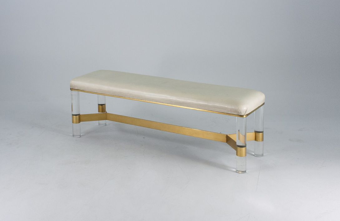 Foto Glass Bench with Brass Hollywood Regency 1968