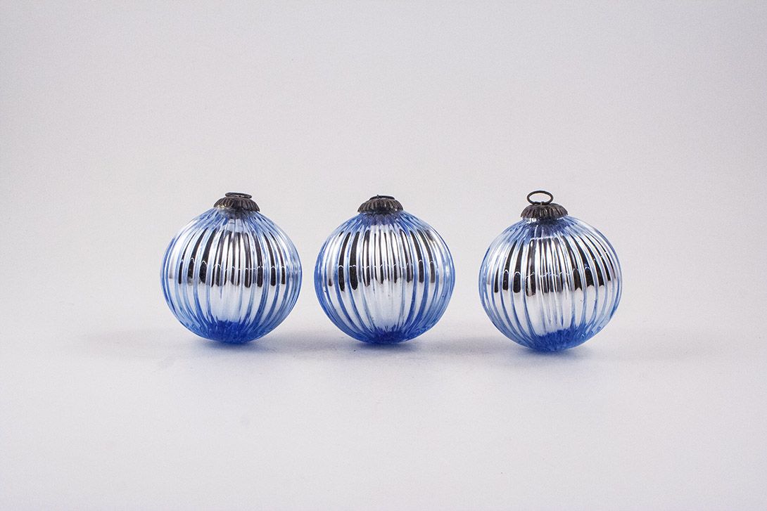 Foto Blue Christmas Tree Ornaments Round
