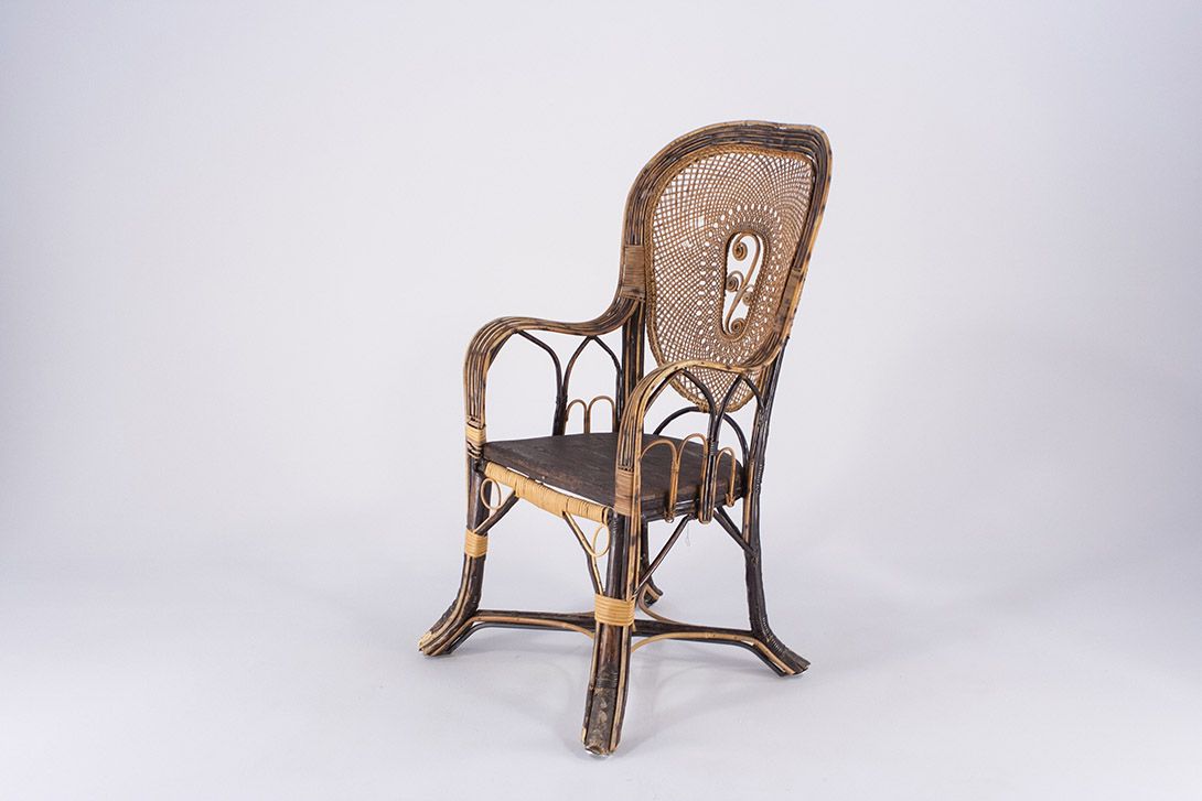 Foto Wilhelminian Colonial Bicolored Basket Armchair 1875