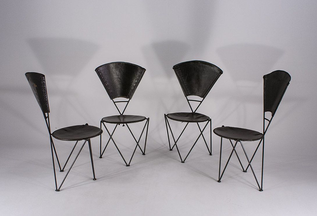 Foto Striking Black Leather Chair in the Style of Karl Foster Senior&#8217;s Heirs