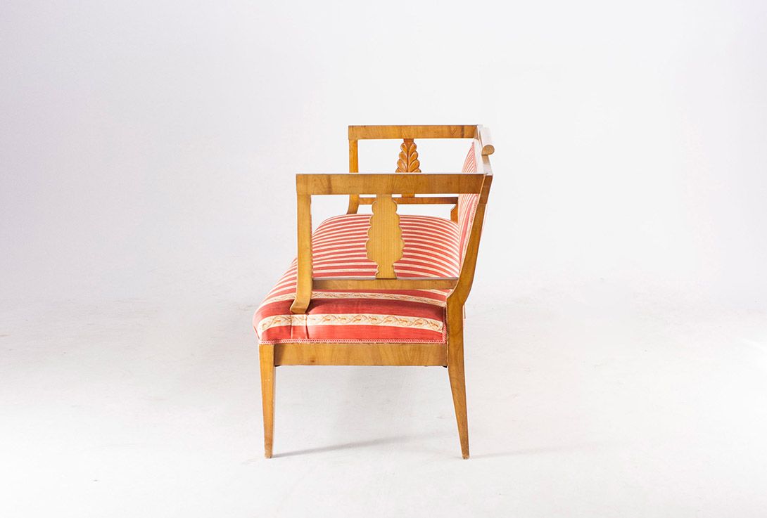 Foto Biedermeier Cherry Wood Upholstered Bench