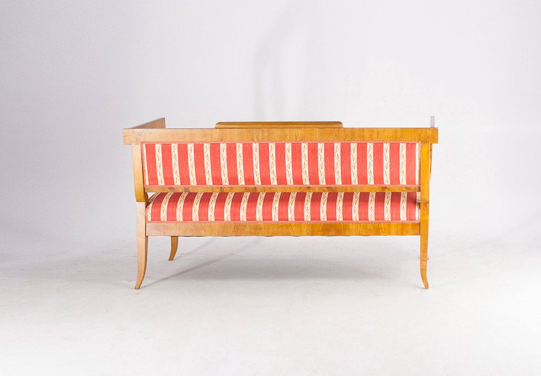 Foto Biedermeier Cherry Wood Upholstered Bench
