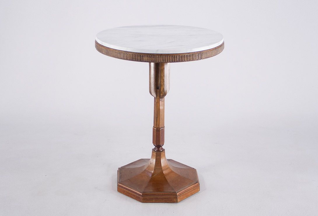 Foto Art Deco Cherrywood Side Table with Painted Marble Top ​h78x60