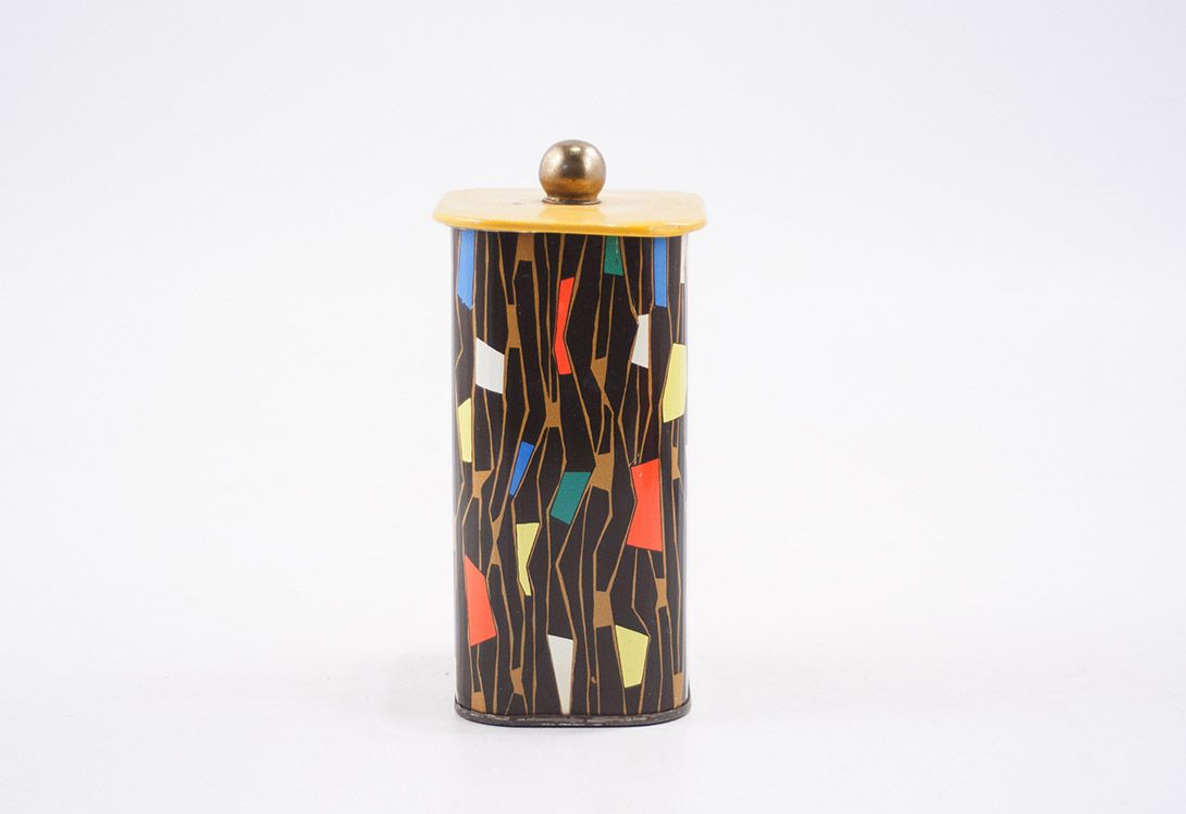 Foto Metal Box with Colorful Pattern Ulm 1956 h15x10x8