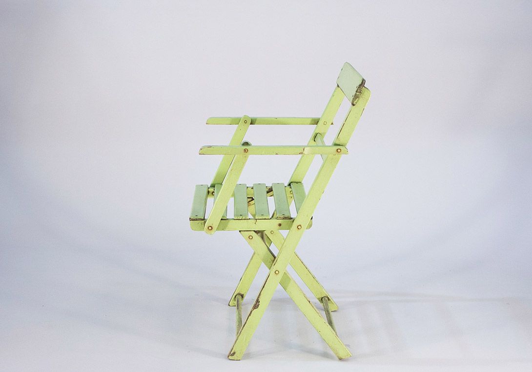 Foto Lime Green Wooden Garden Folding Chair 1929