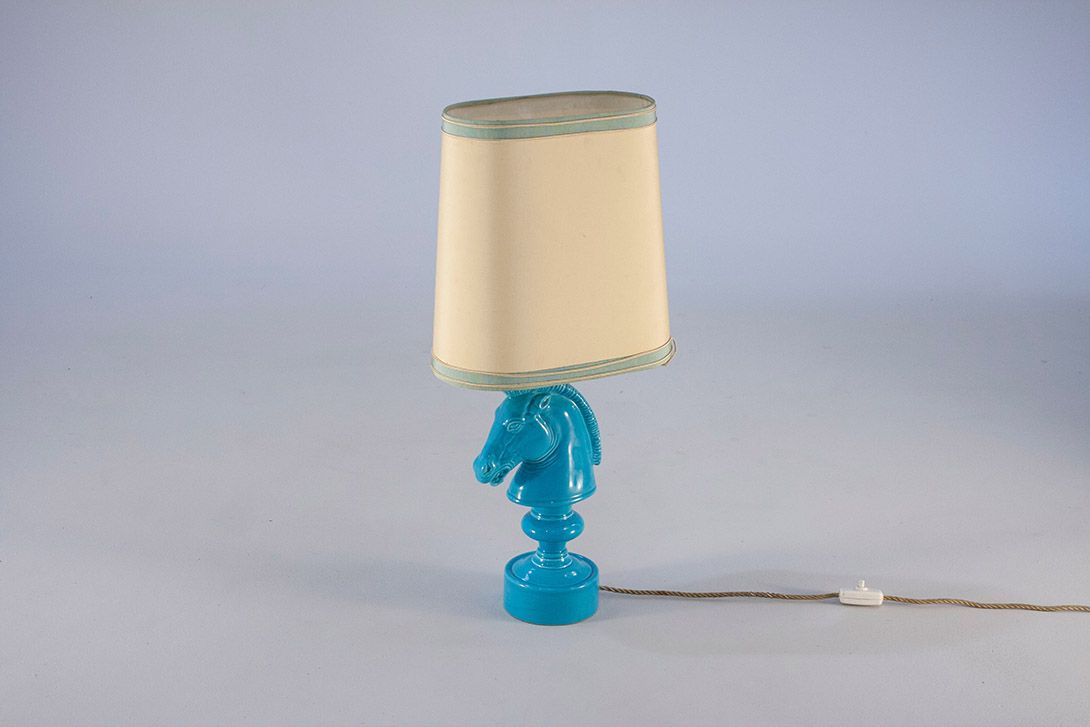 Foto Table Lamp with Blue Porcelain Horse Stand ​h70