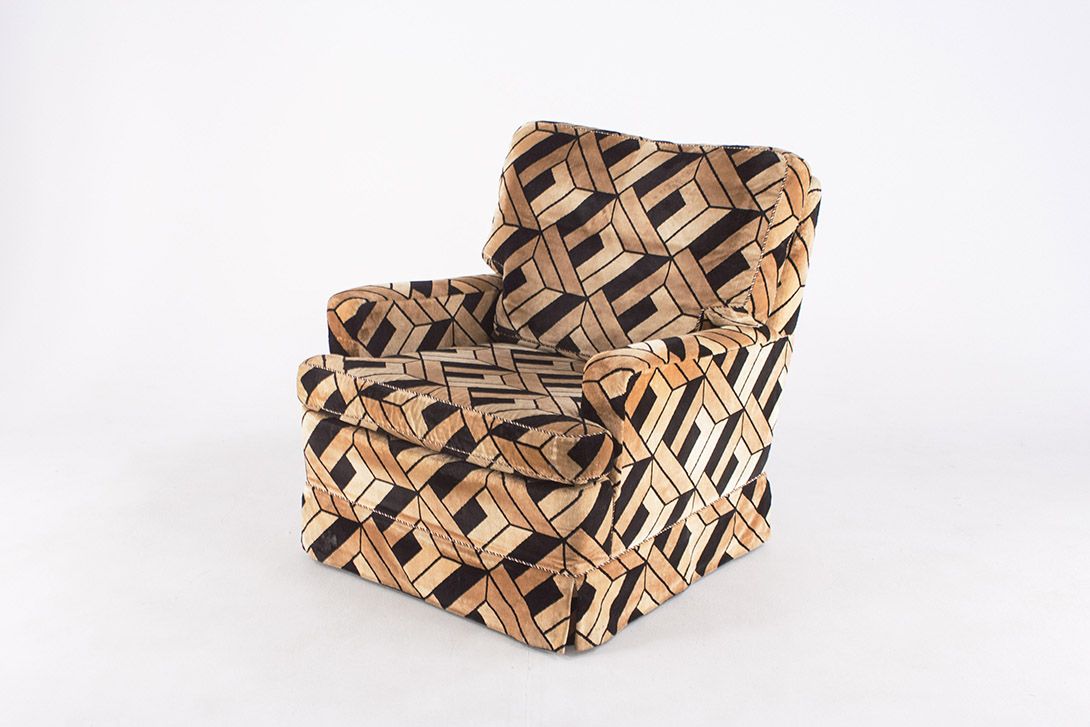 Foto Noble Velvet Op Art Armchair 1980
