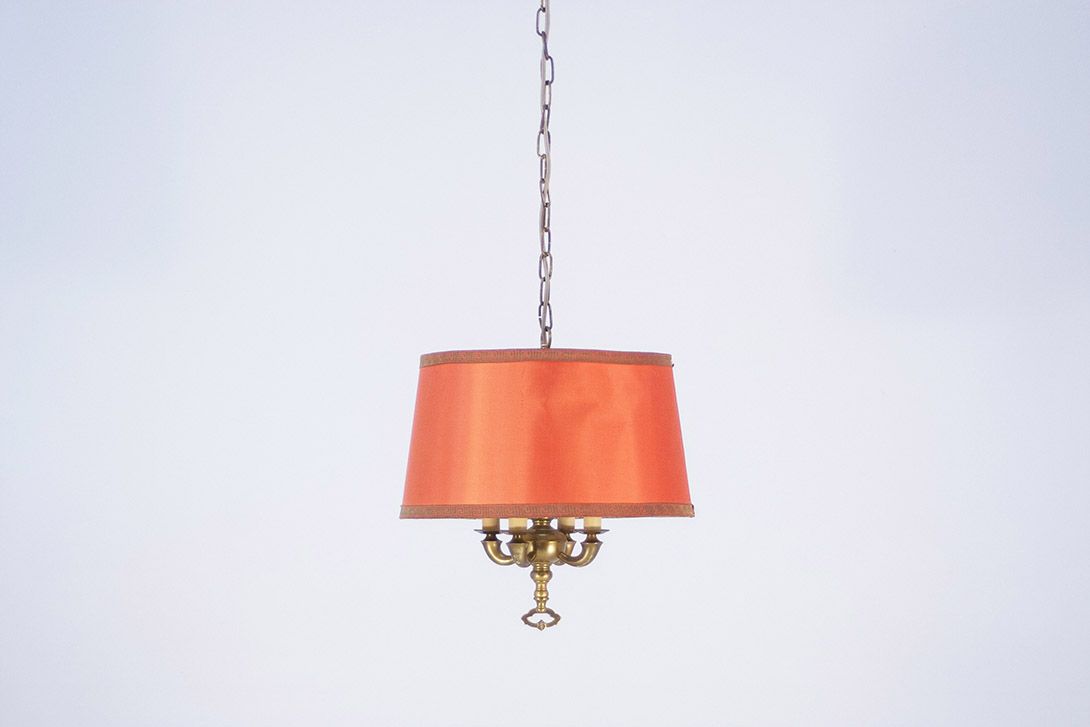 Foto Brass Pendant Lamp with Red Shade ø40