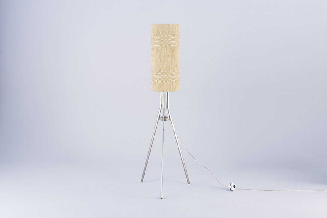 Foto Metal Floor Lamp with Basket Shade GDR 1965 ​h138