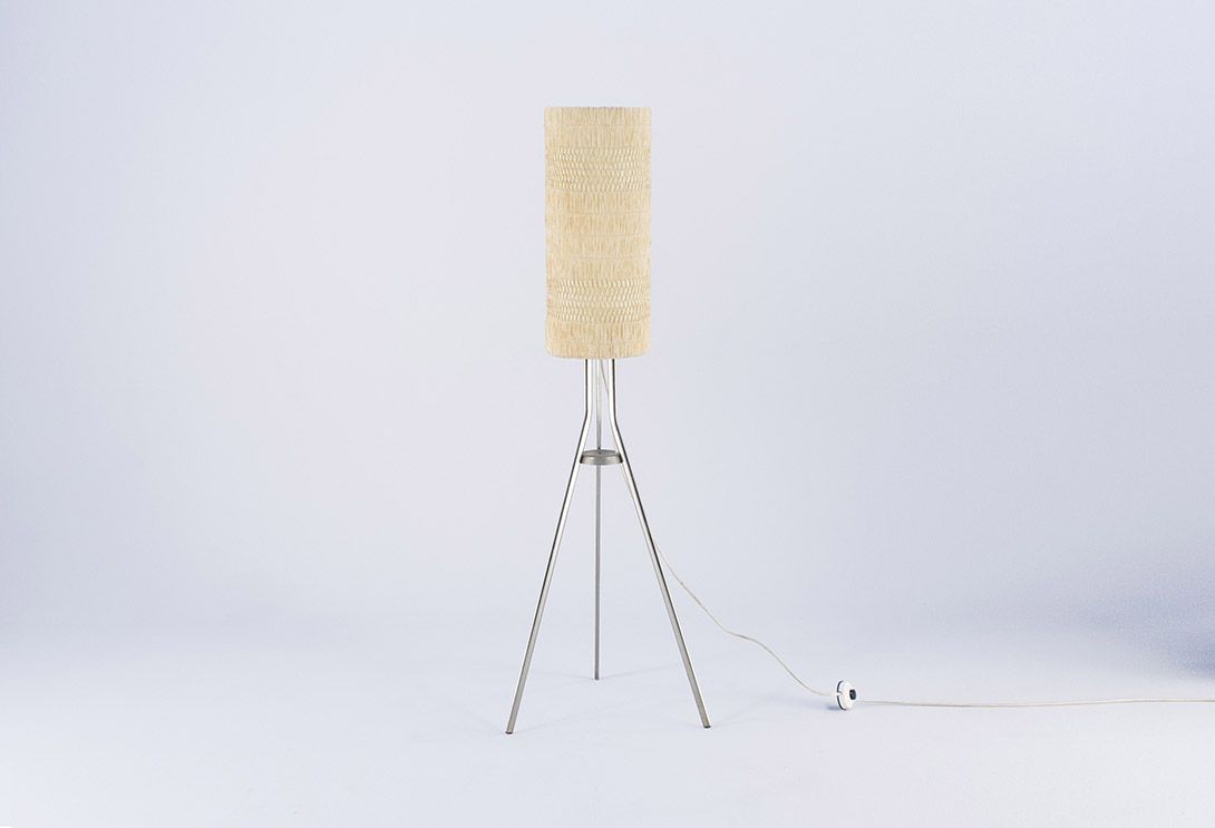 Foto Metal Floor Lamp with Basket Shade GDR 1965 ​h138