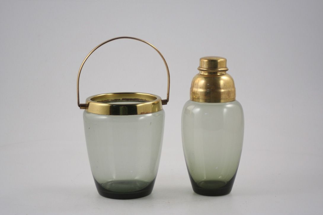 Foto Ice Bucket Brass Glass Denmark 1956