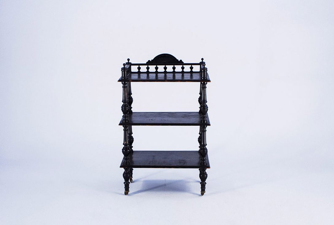 Foto Wilhelminian Wooden Bathroom Shelf on Wheels 1890 h85x55x35