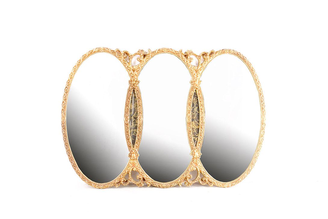 Foto Wall Mirror ​Triple Golden Framed L108 France 1955
