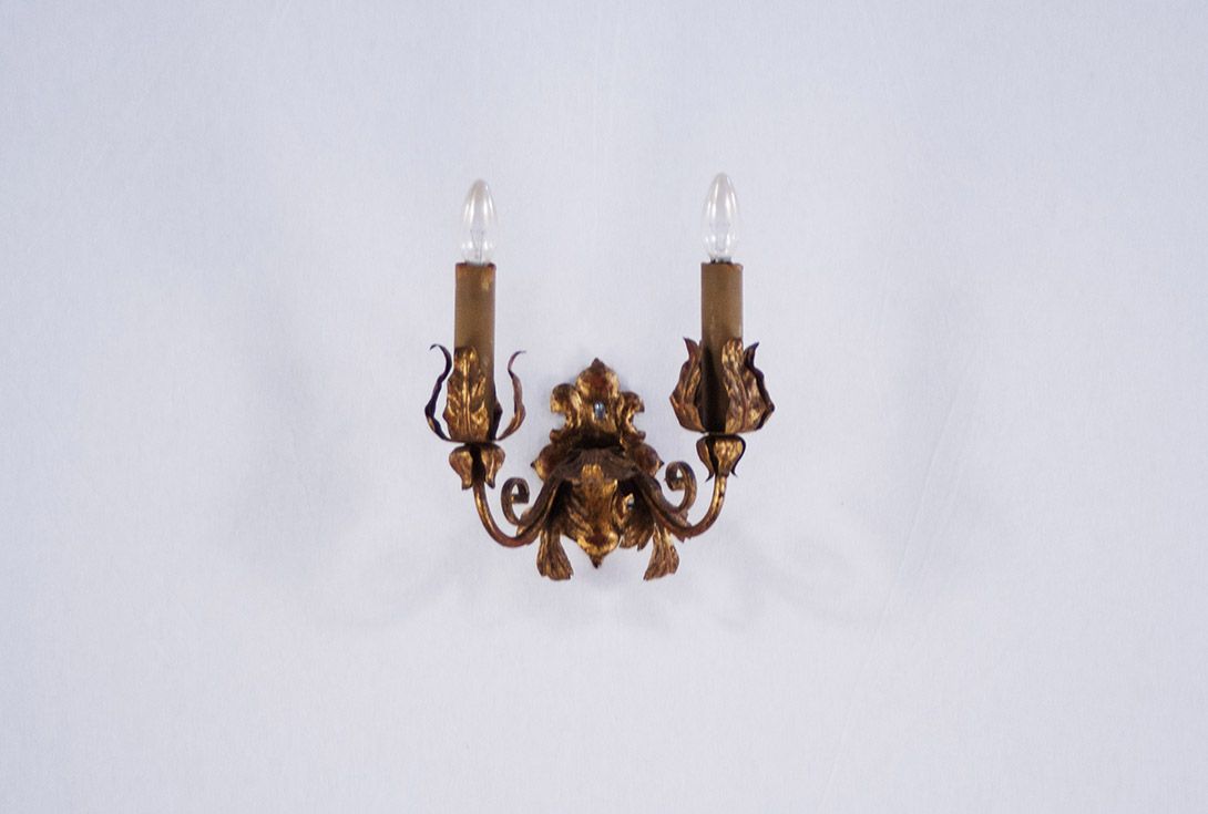 Foto Brass Wall Lamp with Leaf Details ​h37