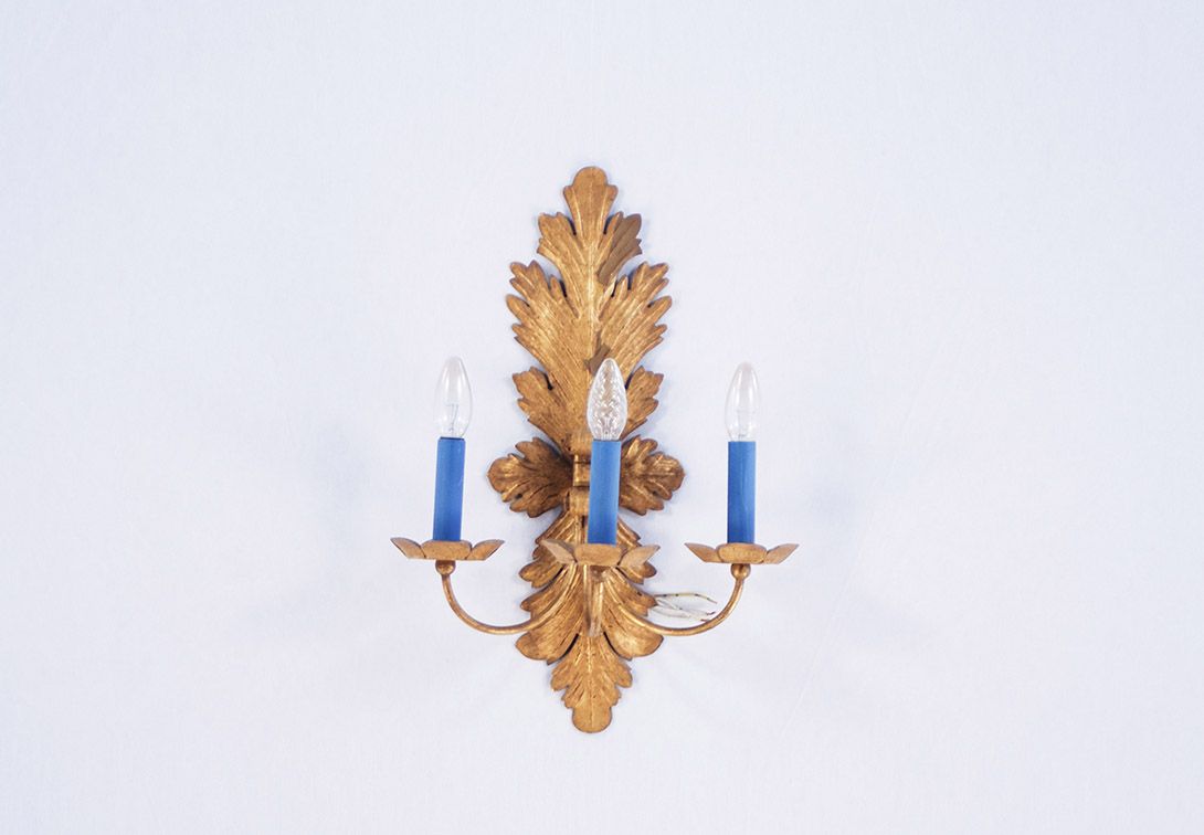 Foto Flower Wall Lamp Carved Wood Gilded 1930 h52