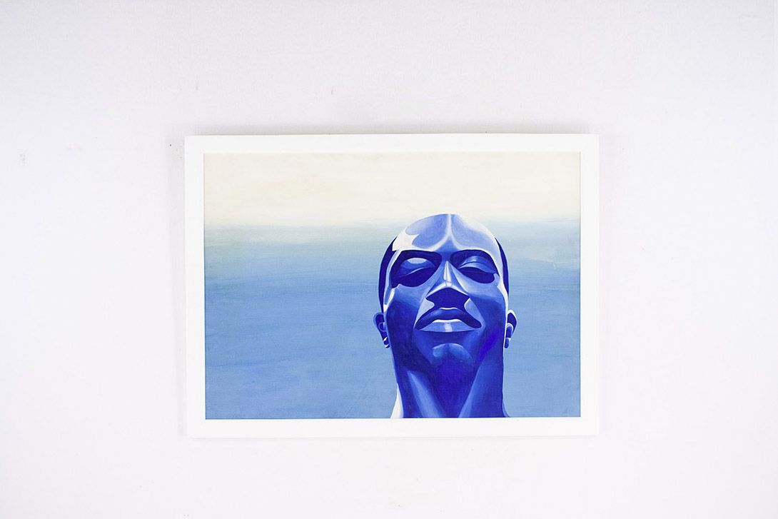 Foto Blue Painting of a Sleeping Face ​h95x130 35D35
