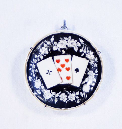 Foto Porcelain Wall Plate with Playing Cards Image Ø14