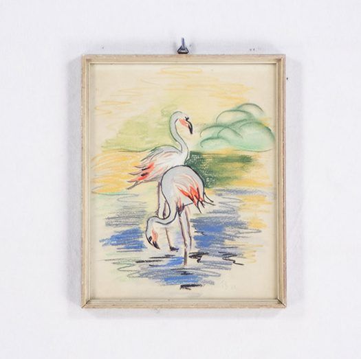 Foto Chalk Drawing of Two Flamingos h31x25 24C4