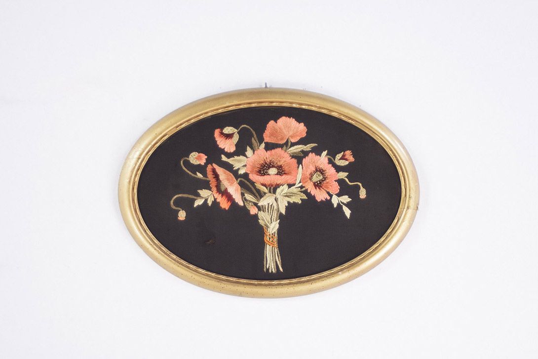Foto Wilhelminian Flower Embroidery Germany 1880 h47x67 10C14