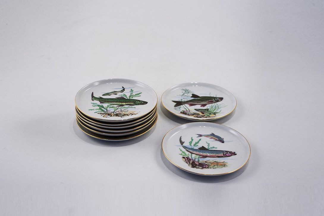 Foto Plate Set with Fish Images
