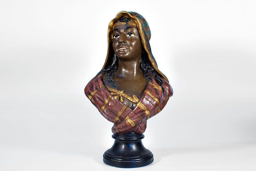 Foto Antique Oriental Shop Display Figurine h50x32x22