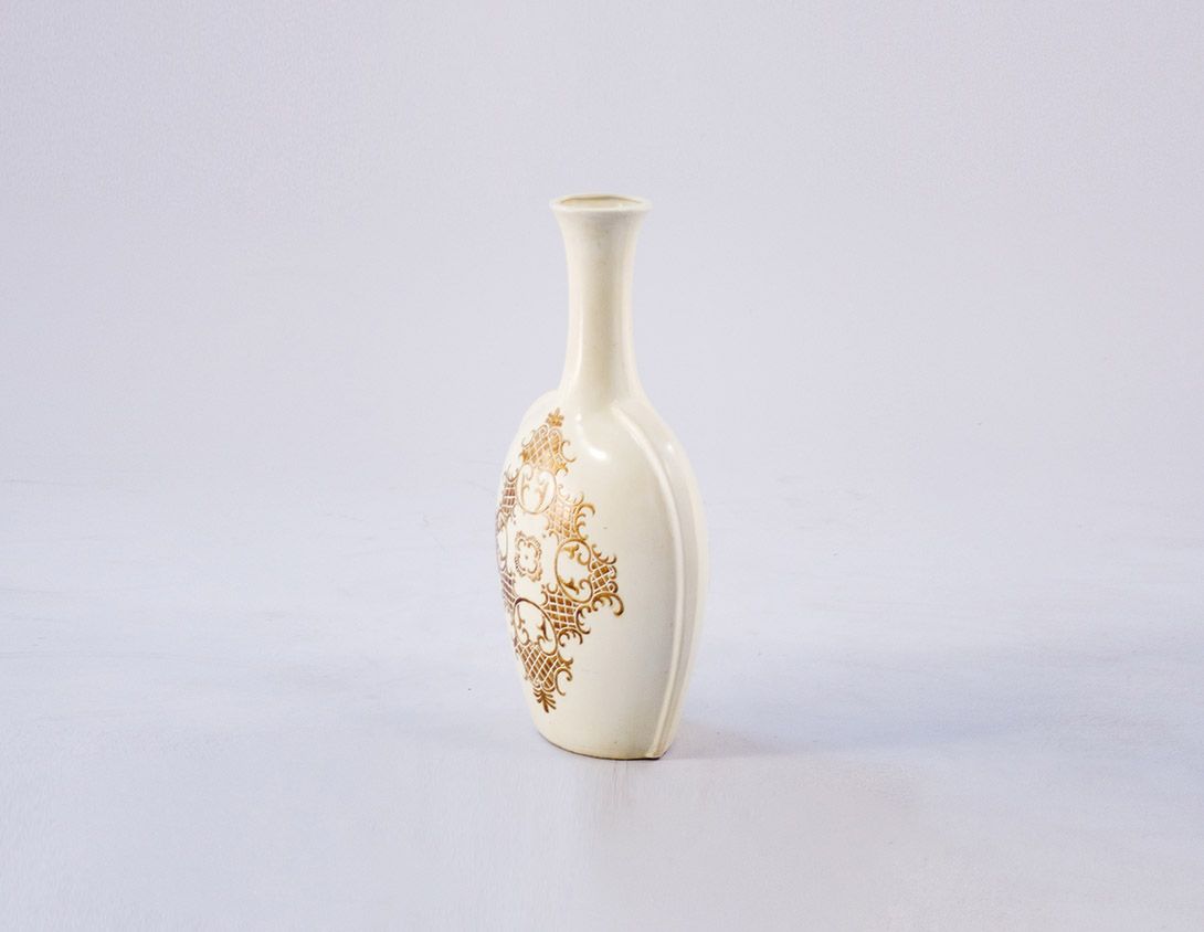 Foto White Porcelain Floor Vase with Gold Ornament h60cm