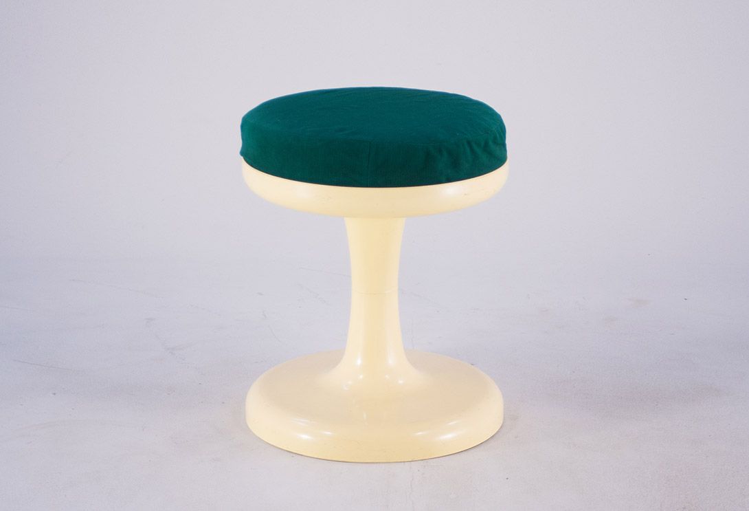 Foto Lockhausen Plastik Stool with Deep Petrol Upholstery 1963