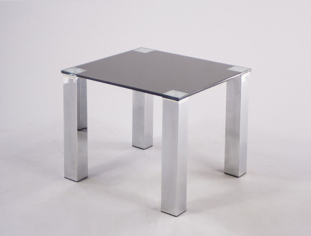 Foto Coffee Table with Metal Legs and Glass Top h45x60x60
