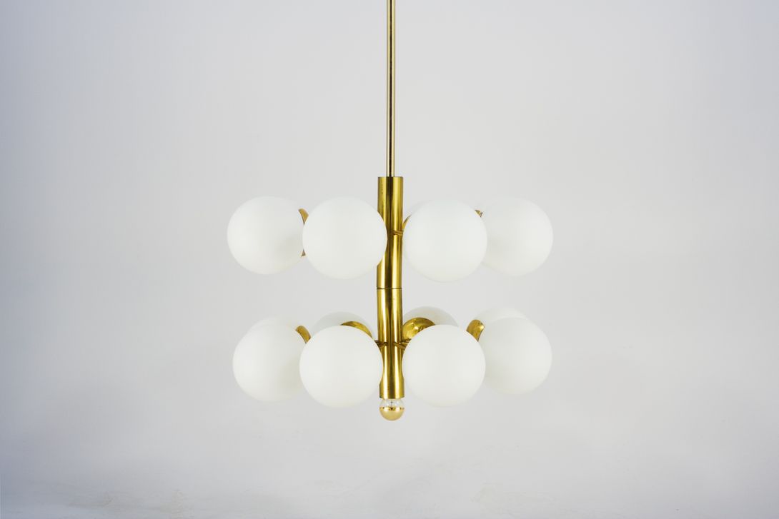 Foto Pendant Light Two Levels Glass Balls/ Brass h240x80