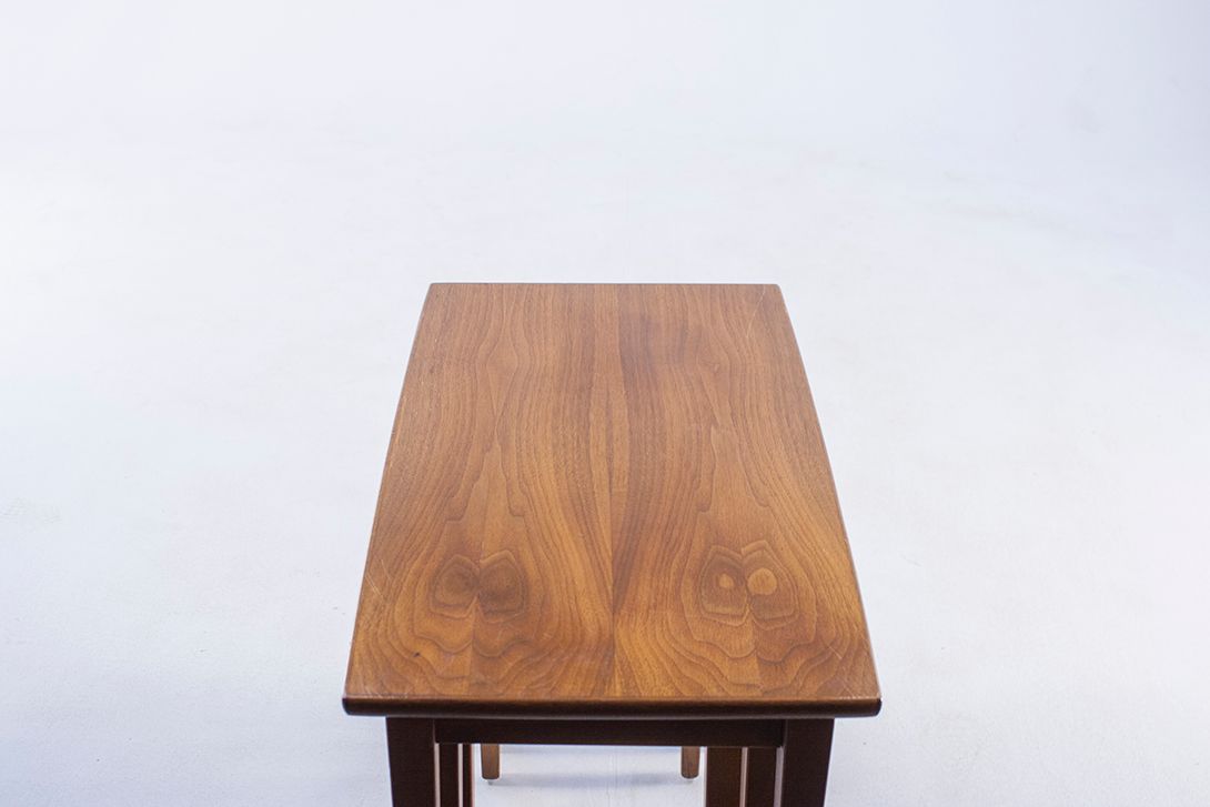 Foto Set of Three Teak Danish Stacking Tables 1964 h58x68x38