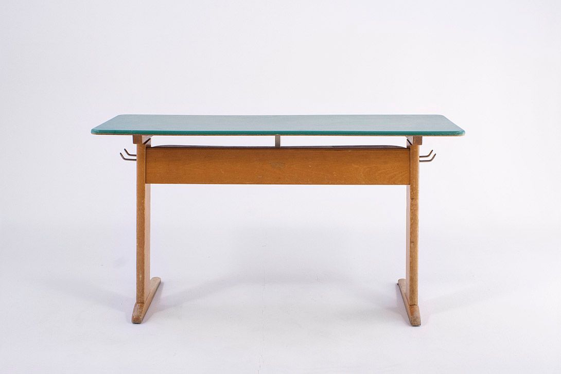 Foto School Desk with Grey-Blue Top 1967 h77x129x50