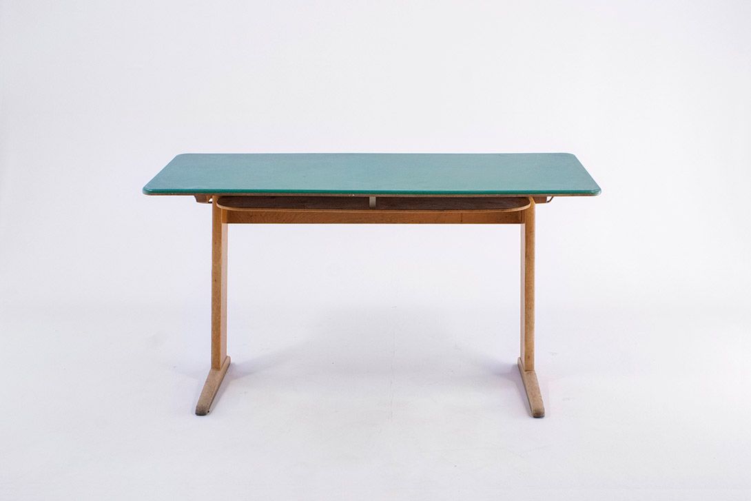 Foto School Desk with Grey-Blue Top 1967 h77x129x50