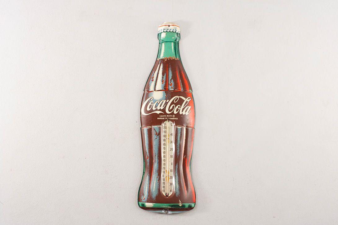 Foto Coca Cola Enamel Advertising Sign Thermometer h75x22