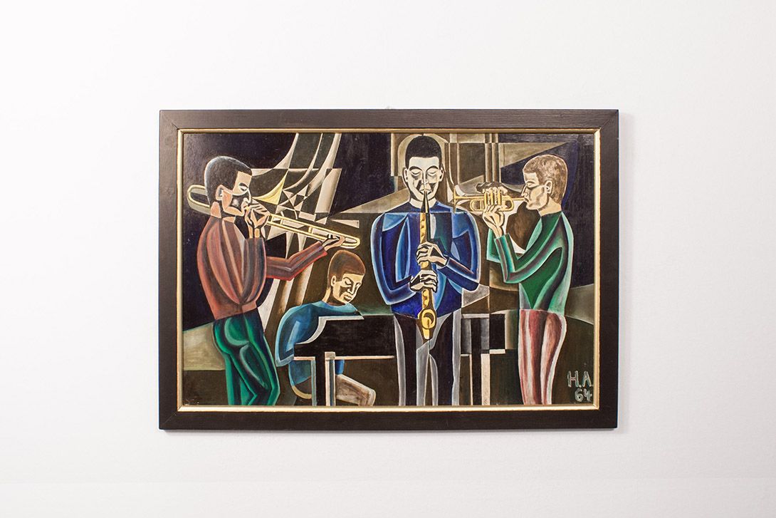 Foto Painting The Trumpet Players by H. A. 1964 h68x100 33D14